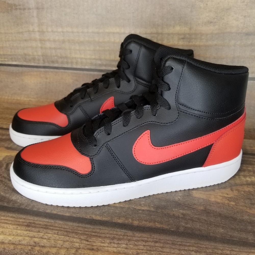 SIZE 9 MEN'S NIKE EBERNON MID BLACK / RED - Picture 2 of 7